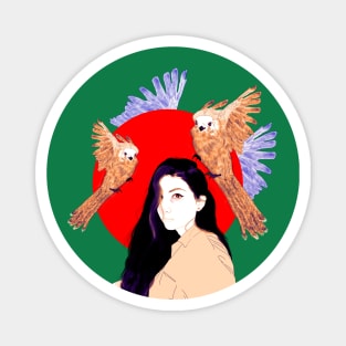 Girl with birds Magnet